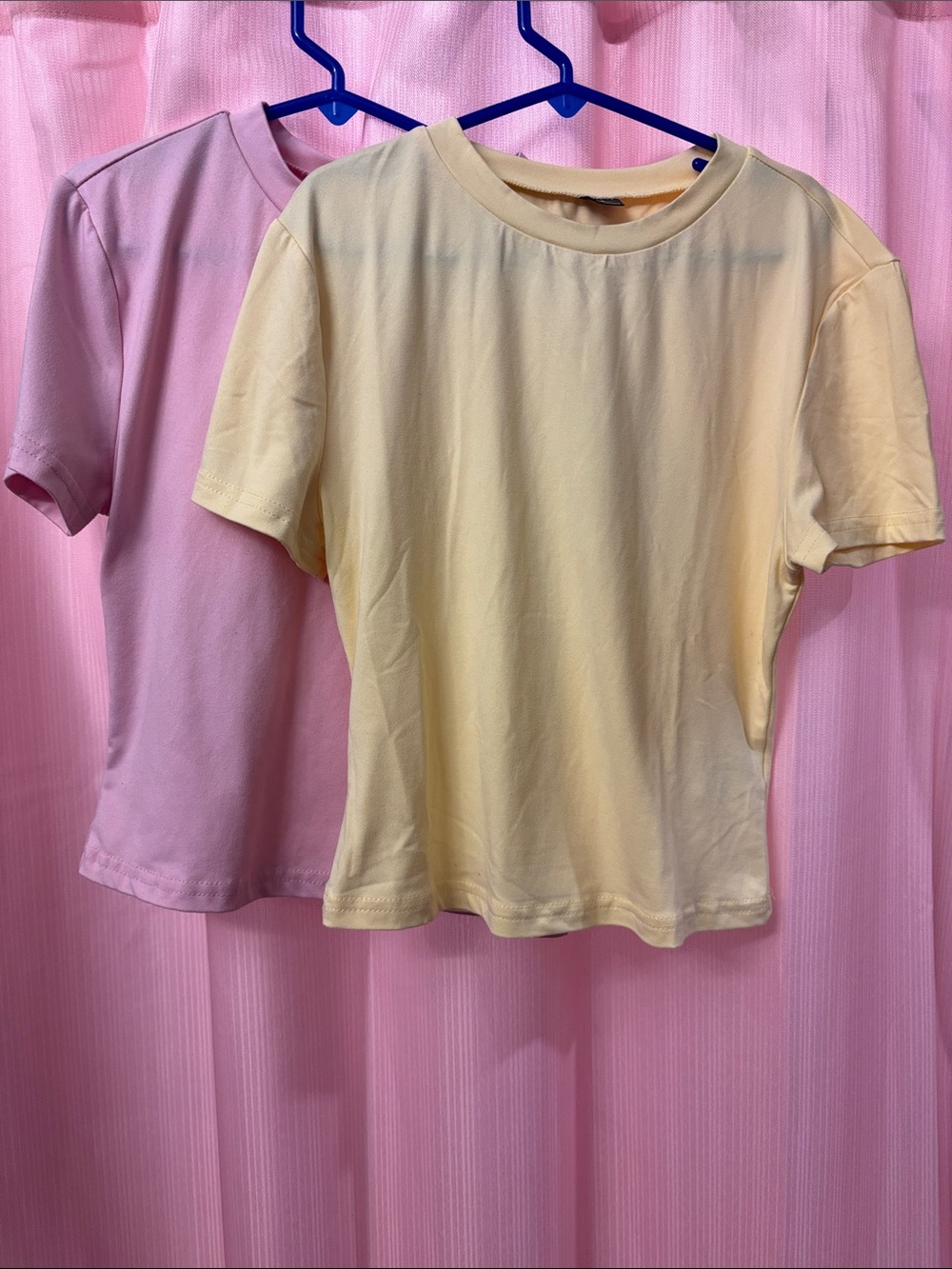 SHEIN Short Sleeve Crewneck Tee in Yellow and Pink
